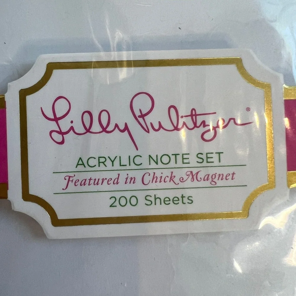 Lilly Pulitzer Set Notebook and Acrylic Note Floral Boujie Colorful Office Desk
